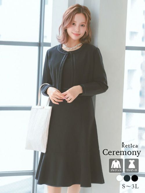 SALE] ミニ丈ジャケット×半袖パネルラインワンピースシンプル