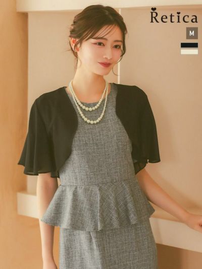 シフォンレース半袖ショートボレロ (M～Lサイズ) | パーティドレス通販