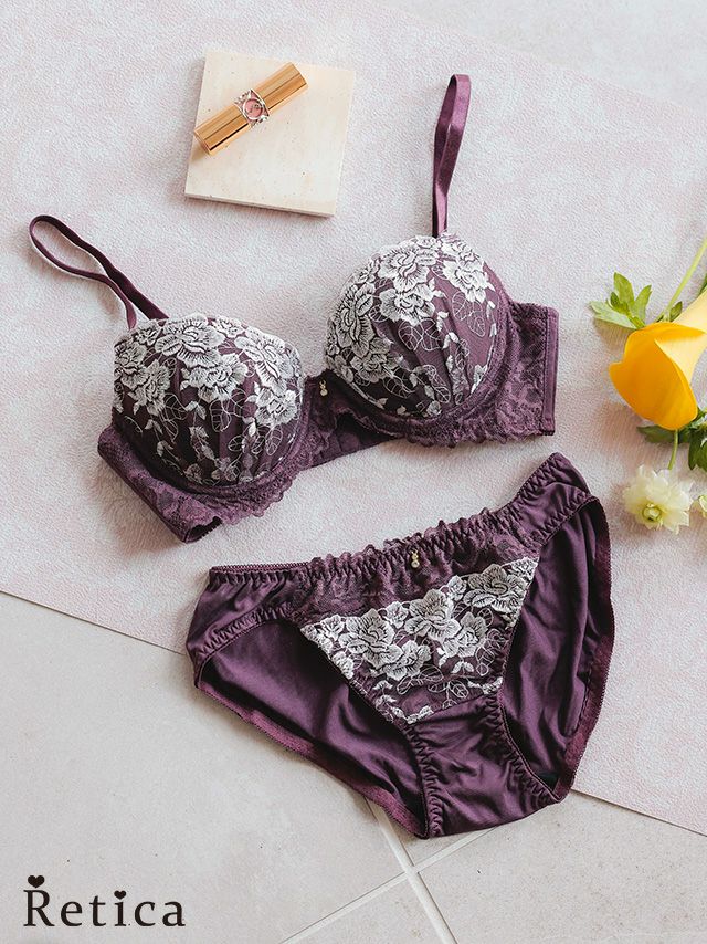 プッシュアップブラ＆ショーツセット(ワイン)(A～F/65～80) | パーティ