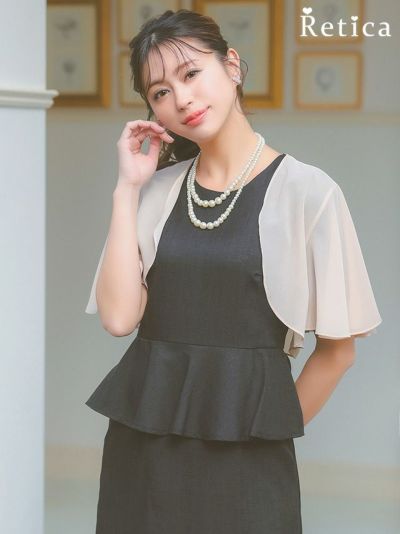 シフォンレース半袖ショートボレロ (M～Lサイズ)
