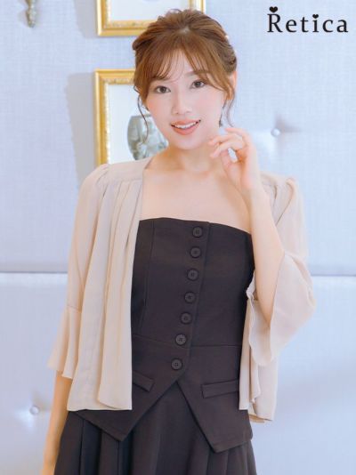 シフォンベルフレアスリーブ七分袖ボレロ (Mサイズ/Lサイズ)
