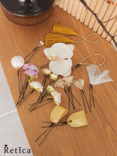 [SALE] 胡蝶蘭×水引和玉タッセルロープ浴衣ヘアアクセサリー19点セット