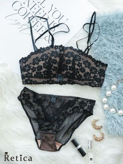 バックシャンレースフロントホックブラジャー＆ショーツセット
