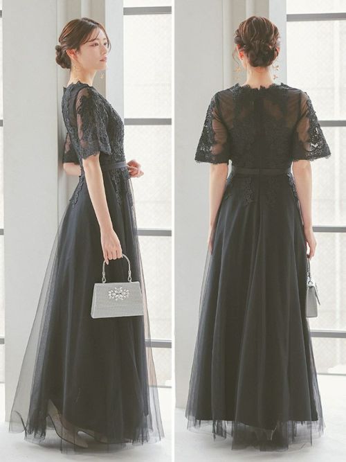 刺繍ドレス ロングワンピース レース 花柄 シフォン 黒 XXL 大きいサイズ 楽天市場】パーティードレス ロングドレス チュール レース