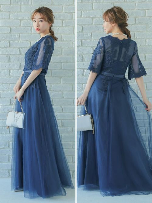☆半袖☆ シースルー ロング丈 ワンピース パーティ ドレス セール】パーティードレス ロングドレス ワンピース ロング丈