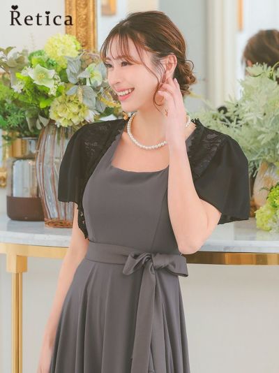 レース×シフォン袖フェミニンボレロ (M～Lサイズ)
