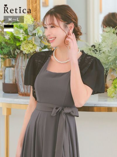 レース×シフォン袖フェミニンボレロ (M～Lサイズ)