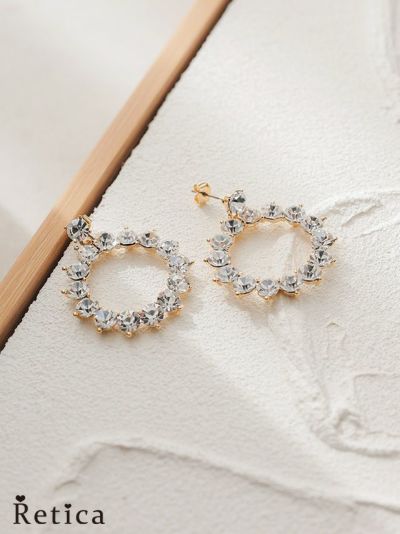サークル型ビジューピアス(ゴールド)