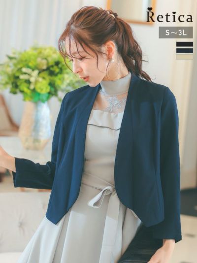 シンプルフォルム長袖ジャケット(S～3Lサイズ)