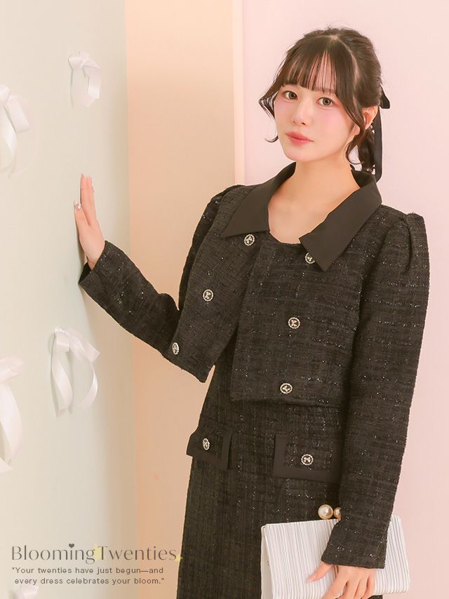 ドレステリア ブラックツイードショートジャケット ドレステリア DRESSTERIOR ブラックツイードジャケット （ブラック(019